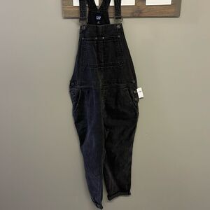 GAP Acid Wash Black Adjustable Razorback Overalls Pockets and Side Buttons- M